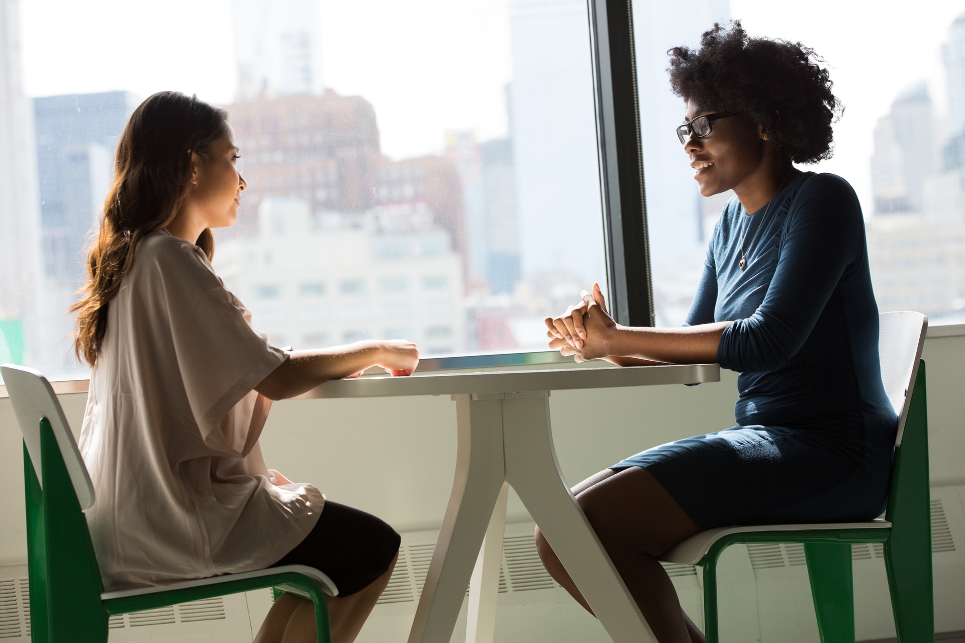 Two people meeting